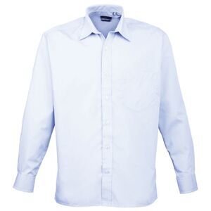 Premier Mens Long Sleeve Formal Plain Work Poplin Shirt / Light Blue